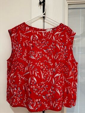 Wonderly Red Floral Sleeveless Blouse